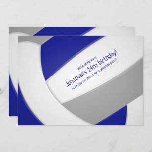 Blauer Volleyball Mädchen Geburtstagsparty Einladung