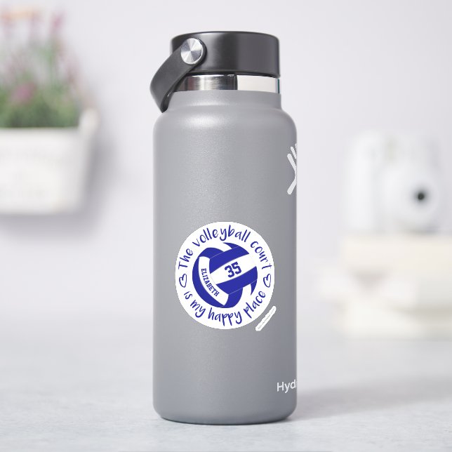 Blauer Volleyballplatz mein Happy Aufkleber (HydroFlask)