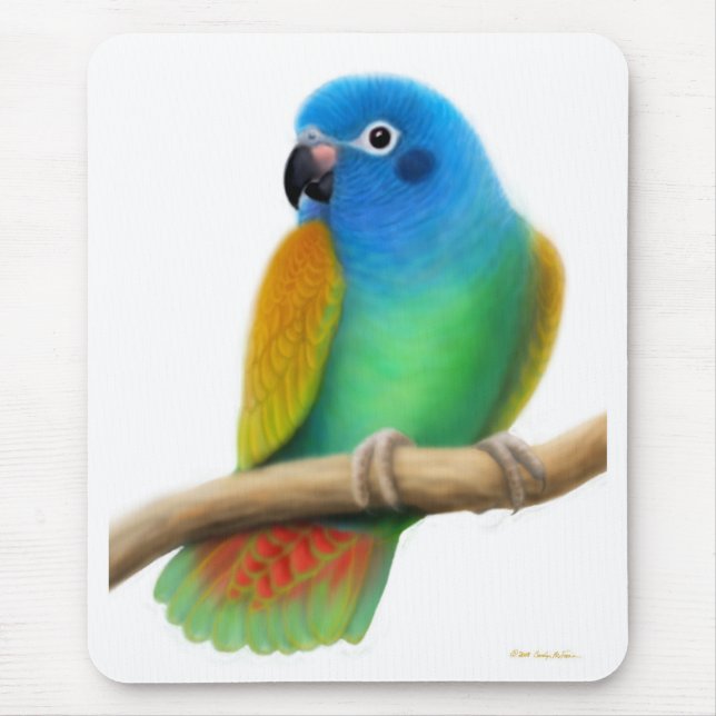Blauer vorangegangener Pionus Papagei Mousepad (Vorne)