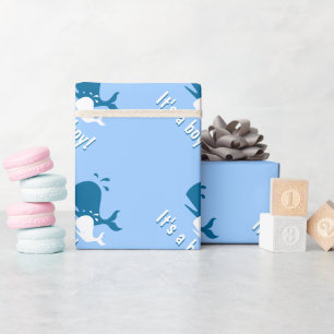 Blauer Wal Baby Shower Geschenkpapier
