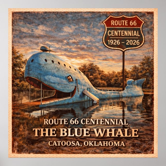 Blauer Wal Catoosa Oklahoma Centennial Poster (Vorne)