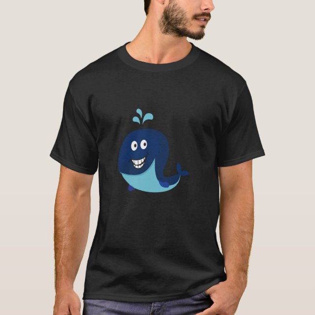 Blauer Wal Emoji T - Shirt Ozean Wasser Dolphin B (Vorderseite)
