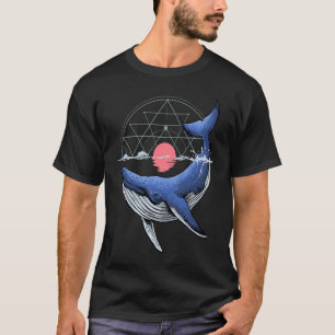 Blauer Wal Heilige Geometrie Tiererhaltung T-Shirt