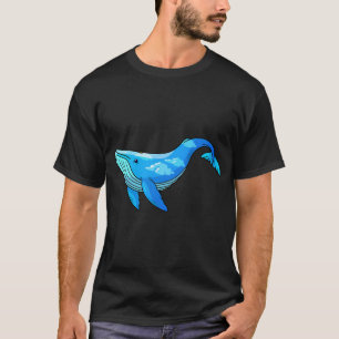Blauer Wal mit Wolken T-Shirt