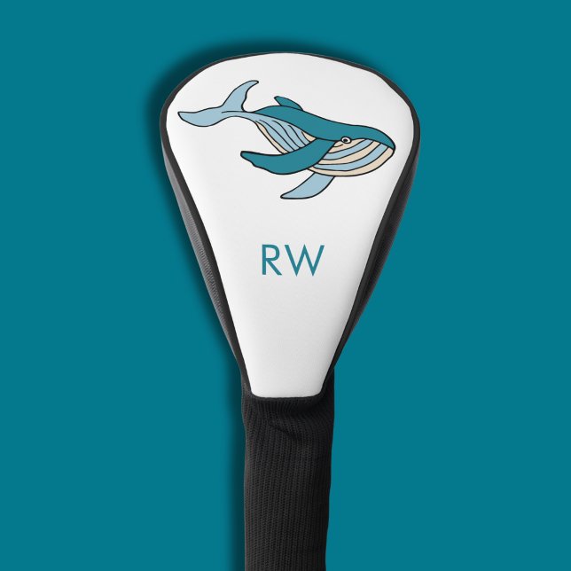 Blauer Wal Monogramm Golf Headcover (Blue whale golf head cover)
