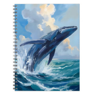 Blauer Wal   Ozean Meer Tier Wasserfarbe Notizblock