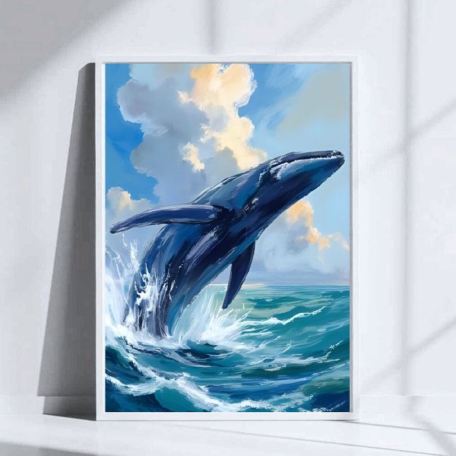 Blauer Wal Ozean Tier Wasserfarben Kunst Poster (Von Creator hochgeladen)