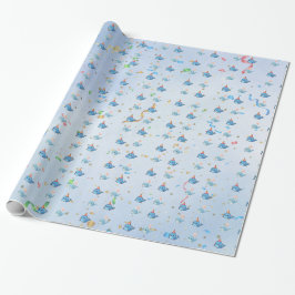 Blauer Wal Party Muster Geschenkpapier