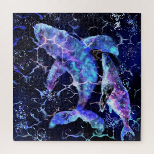 Blauer Wal Puzzle - Malerei