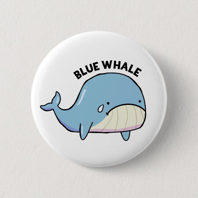 Blauer Wal Sad Whale Pun Button Button (Vorderseite)