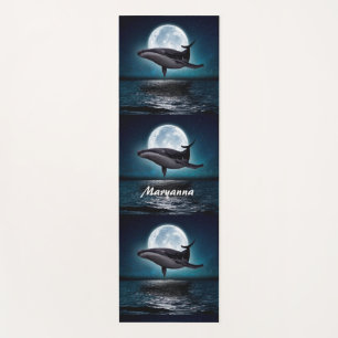 Blauer Wal und Vollmond Yogamatte
