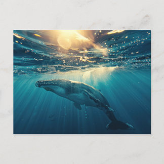 Blauer Wal unter Wasser Postkarte