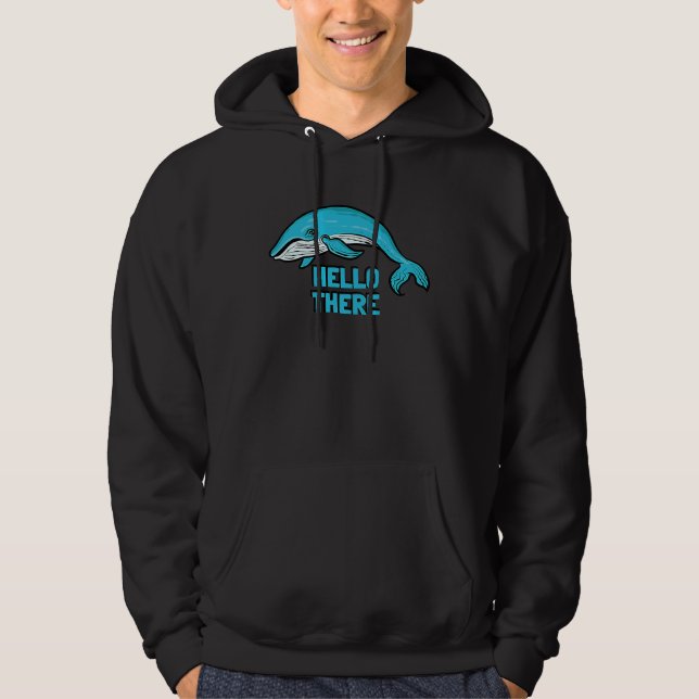 Blauer Wal  Wal Hallo Da Hoodie (Vorderseite)