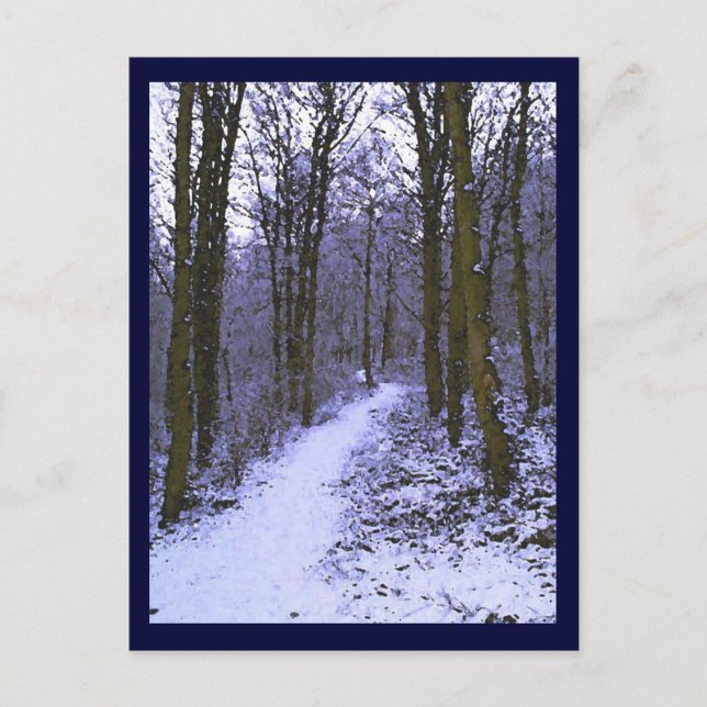 Blauer Wald im Schnee Postkarte (Vorderseite)