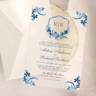 Blauer Wappen Monogram Hochzeit