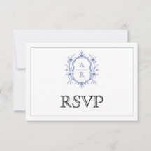 Blauer Wappen Monogramm QR Code Hochzeit