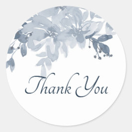 Blauer Wasserfarben Dank klassischer Rundst Runder Aufkleber