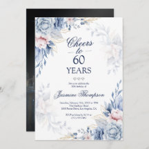 Blauer Wasserfarben Elegantes Foto 60. Geburtstag