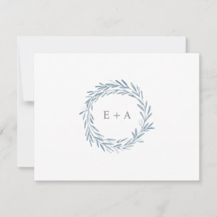 Blauer Wasserfarben-Monogramm-Flat Dankeskarte