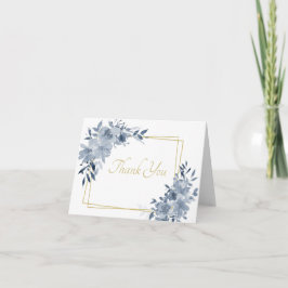 Blauer Wasserfarbenflor mit goldenem Rahmen danke 