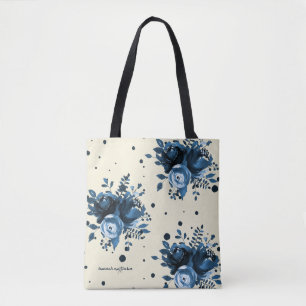 Blauer Wasserfarbenflor mit Punkten und Namen hinz