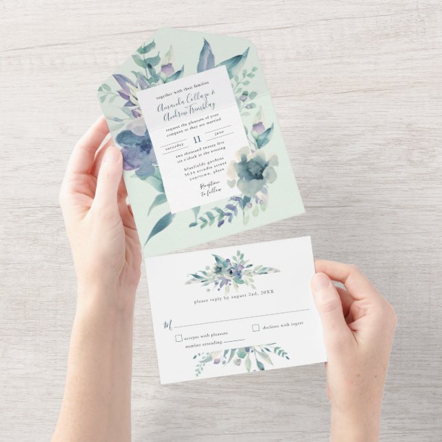 Blauer Wasserfarbenfroh Einladung (Abreißen)