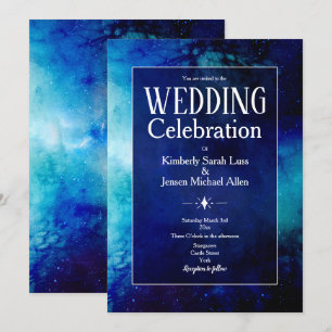 Blauer Wasserfarbennebel zum Hochzeitsempfang Einladung