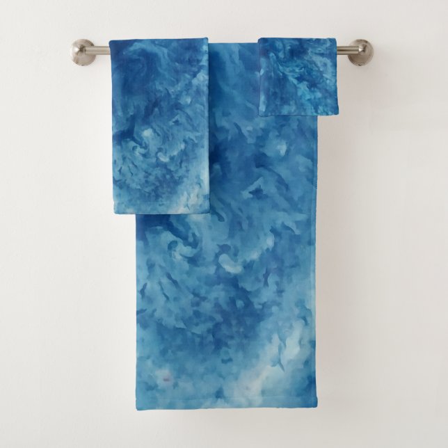 Blauer Wasserfarbensturm Badhandtuch Set (Insitu)