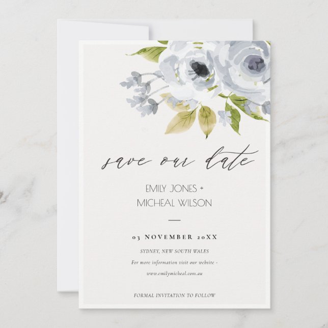 BLAUER WASSERFLORAL SAVE THE DATE (Vorderseite)