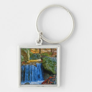 Blauer Wasserlauf Schlüsselanhänger