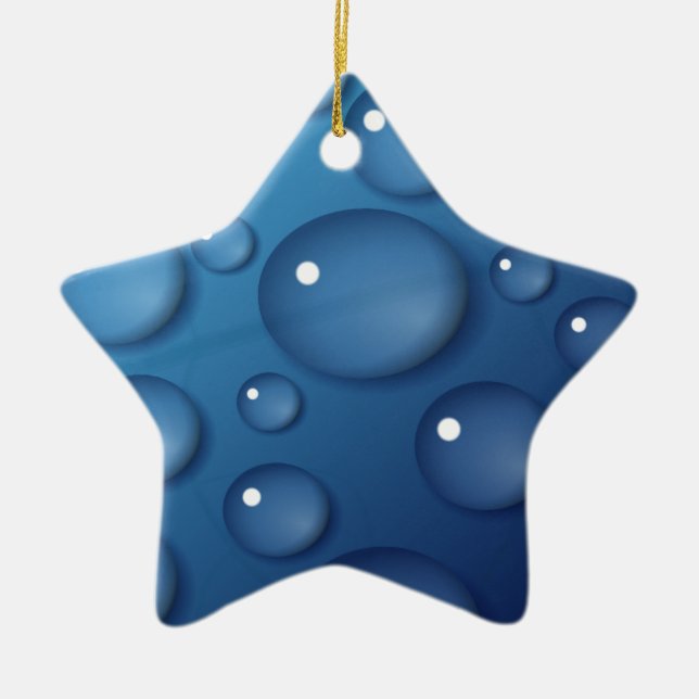 Blauer Wassertropfen Textur Keramikornament (Vorne)