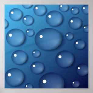 Blauer Wassertropfen Textur Poster