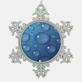 Blauer Wassertropfen Textur Schneeflocken Zinn-Ornament