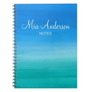 Blauer Watercolor-aquamariner personalisierter Notizblock