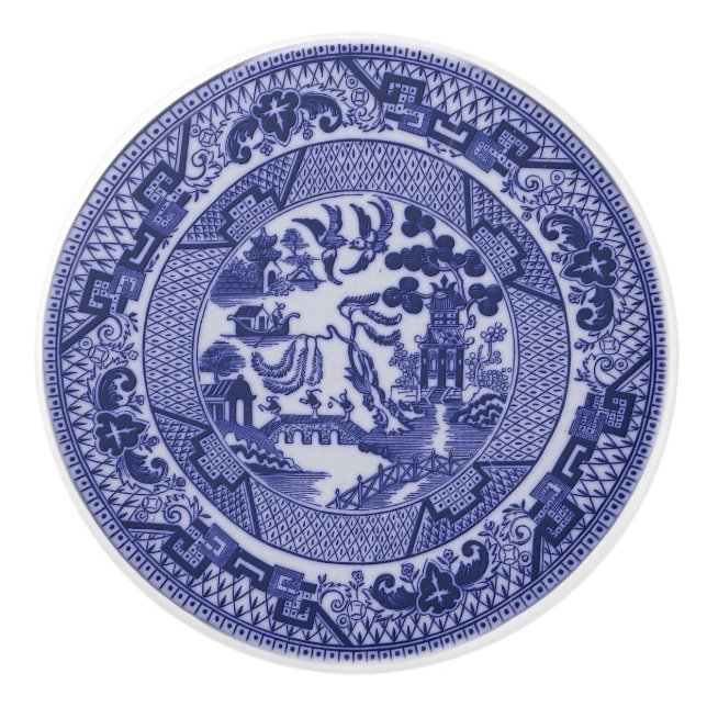 Blauer Weide-China-Entwurfs-Keramik-Kabinett-Griff Keramikknauf (Vorderseite)