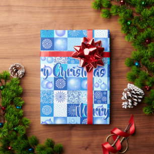 Blauer Weihnachten Frohe Weihnachten Elegante Deko Geschenkpapier