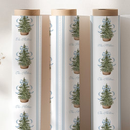 Blauer Weihnachtsbaum-Bow Preppy Weihnachten Geschenkpapier