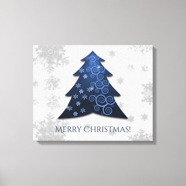Blauer Weihnachtsbaum Gestrichen Canvas Print Leinwanddruck (Vorderseite)
