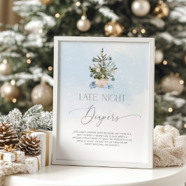 Blauer Weihnachtsbaum heiße Schokolade Bar Poster