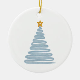 Blauer Weihnachtsbaum Keramik Ornament