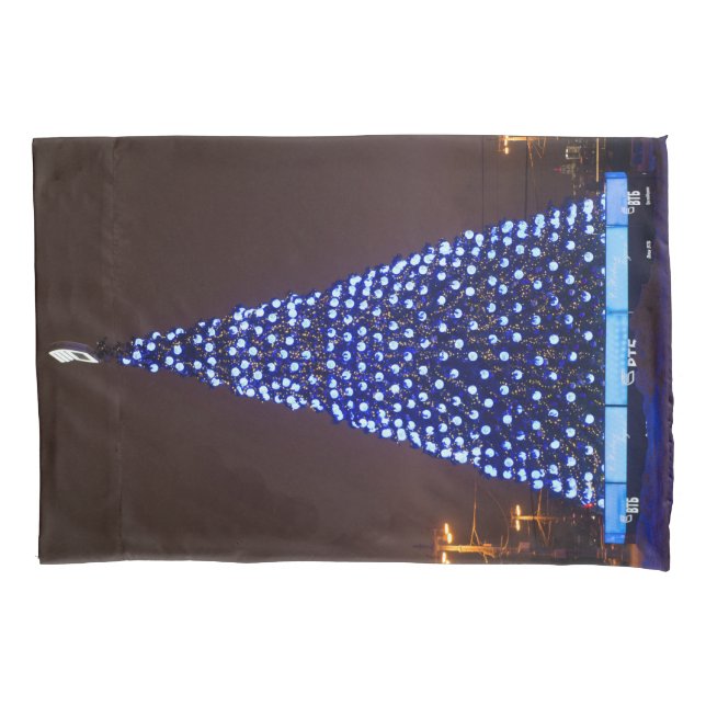 Blauer Weihnachtsbaum Kissenbezug (Vorderseite)