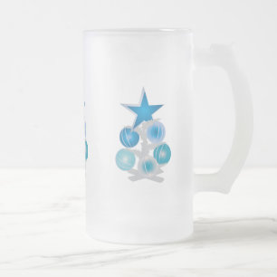 Blauer Weihnachtsbaum Mattglas Bierglas