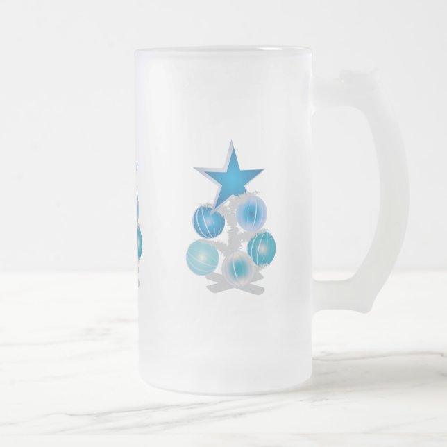 Blauer Weihnachtsbaum Mattglas Bierglas (Rechts)