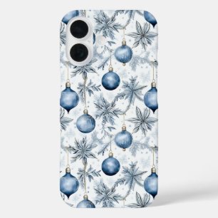 Blauer Weihnachtsbaum - Muster iPhone 16 Hülle