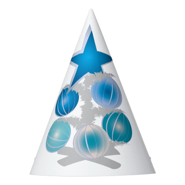 Blauer Weihnachtsbaum Partyhütchen (Vorderseite)