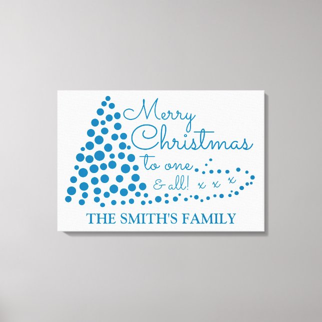 Blauer Weihnachtsbaum, Personalisierter Familienna Leinwanddruck (Vorderseite)