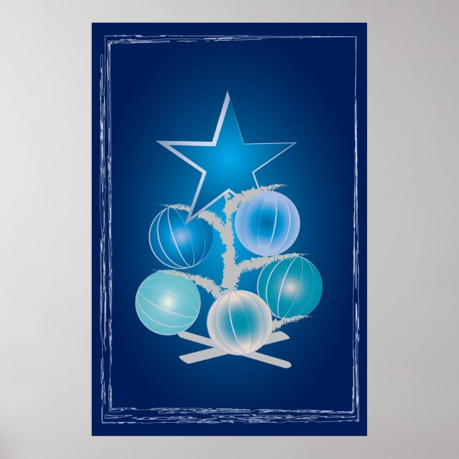 Blauer Weihnachtsbaum Poster (Vorne)