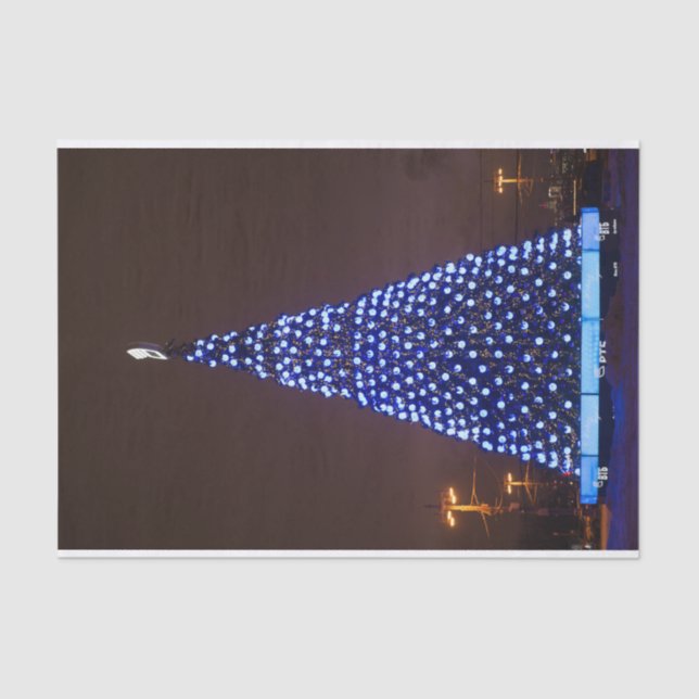 Blauer Weihnachtsbaum Seidenpapier (Vorderseite)