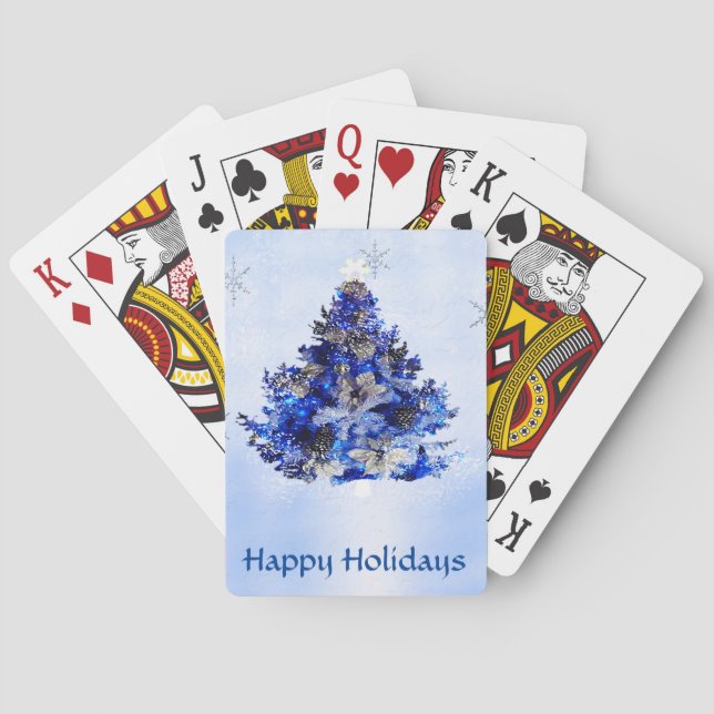 Blauer Weihnachtsbaum Spielkarten (Rückseite)