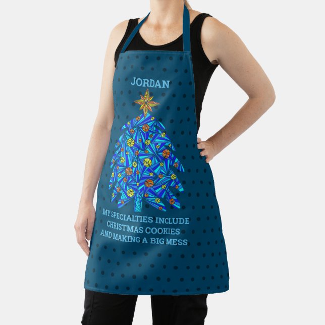 Blauer Weihnachtsbaum Unisex Personalisiert Funny Schürze (InSitu)
